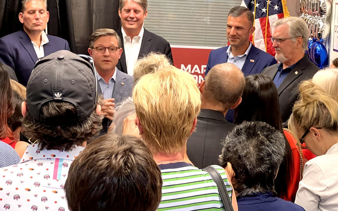 US House Speaker Mike Johnson visits Marty O’Donnell at his Nevada campaign HQ